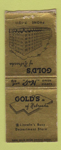 Matchbook Cover - Gold's Department Store Lincoln NE BOBTAIL