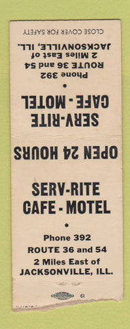 Matchbook Cover - Serv Rite Cafe Motel Jacksonville IL BOBTAIL