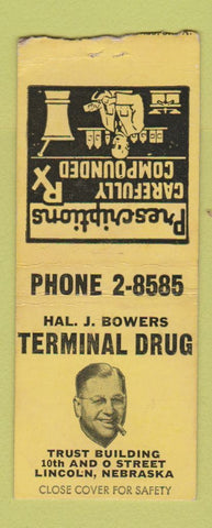 Matchbook Cover - Terminal Drug Lincoln NE BOBTAIL