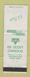 Matchbook Cover - Ed Scott Conoco oil gas Tyler TX