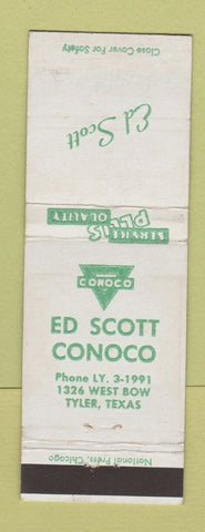 Matchbook Cover - Ed Scott Conoco oil gas Tyler TX