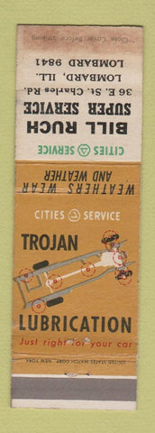Matchbook Cover - Cities oil gas Bill Ruch Lombard IL WORN