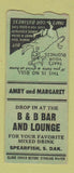 Matchbook Cover - B&B Bar Lounge Spearfish SD BOBTAIL