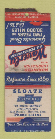 Matchbook Cover - Sloate Chevrolet Hartford CT WEAR BOBTAIL