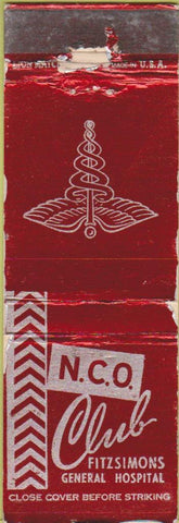 Matchbook Cover - NCO Club Fitzsimons General Hospital Denver CO WORN