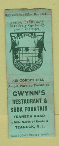 Matchbook Cover - Gwynn's Restaurant Teaneck NJ WEAR BOBTAIL