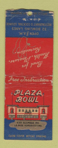 Matchbook Cover - Plaza Bowling Kansas City MO WEAR BOBTAIL