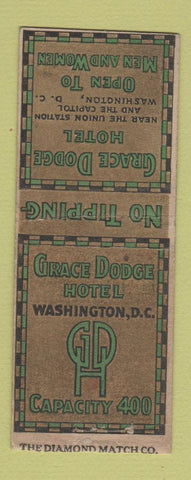 Matchbook Cover - Grace Dodge Hotel Washington DC BOBTAIL