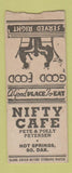Matchbook Cover - Nifty Cafe Hot Springs SD BOBTAIL
