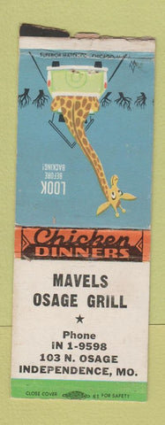 Matchbook Cover - Mabels Osage Grill Independence MO BOBTAIL