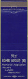 Matchbook Cover - 91st Bomb Group H Memorial Association military