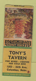 Matchbook Cover - Tony's Tavern Columbus NE WEAR BOBTAIL