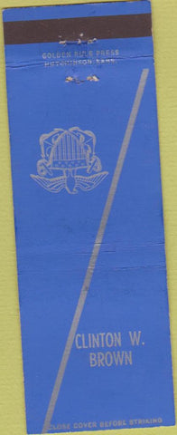 Matchbook Cover - Clinton W Brown US Army?