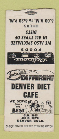 Matchbook Cover - Denver Diet Cafe Colorado WHITE BOBTAIL