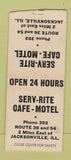 Matchbook Cover - Serv Rite Cafe Motel Jacksonville IL BOBTAIL