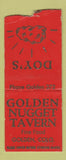 Matchbook Cover - Golden Nugget Tavern Golden Colorado BOBTAIL