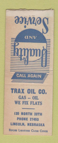 Matchbook Cover - Trax Oil gas Lincoln NE BOBTAIL