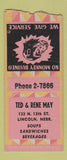 Matchbook Cover - Ted & Rene May Lincoln NE restaurant BOBTAIL