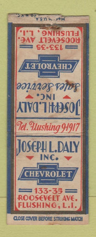 Matchbook Cover - Joseph Daly Chevrolet Flushing LI NY WEAR BOBTAIL