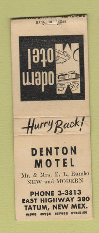 Matchbook Cover - Denton Motel Tatum NM BOBTAIL