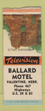 Matchbook Cover - Ballard Motel Valentine NE BOBTAIL