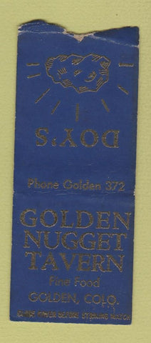 Matchbook Cover - Golden Nugget Tavern Golden Colorado Doy's  BOBTAIL