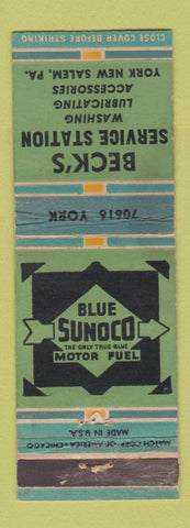 Matchbook Cover - Beck's Sunoco oil gas York New Salem PA WEAR