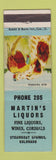 Matchbook Cover - Martin's Liquors Steamboat Springs Colorado