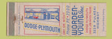 Matchbook Cover - Worden Young Dodge Plymouth Baltimore MD WEAR