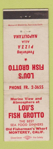 Matchbook Cover - Lou's Fish Grotto Monterey CA WEAR