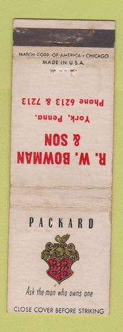 Matchbook Cover - RW Bowman Packard York PA WEAR