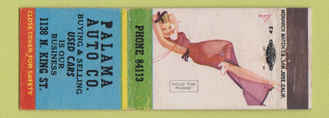 Matchbook Cover - Palama Auto Company pinup