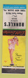Matchbook Cover - Runkle's Restaurant York New Salem PA pinup WEAR