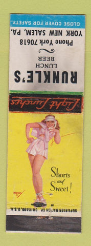 Matchbook Cover - Runkle's Restaurant York New Salem PA pinup WEAR