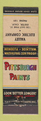 Matchbook Cover - Pittsburgh Paints Valley Electric Exeter CA