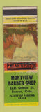 Matchbook Cover - Montview Barber Shop Denver Colorado WORN