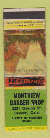 Matchbook Cover - Montview Barber Shop Denver Colorado WORN