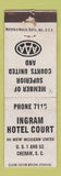 Matchbook Cover - Ingram Hotel Court Cheraw SC WORN