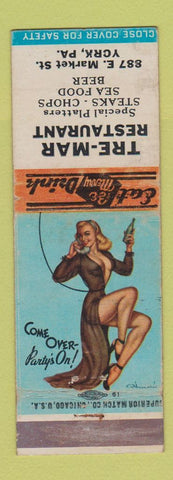 Matchbook Cover - Tre Mar Restaurant York PA pinup