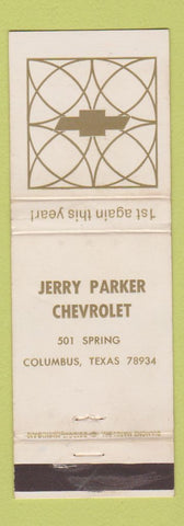 Matchbook Cover - Jerry Parker Chevrolet Columbus TX