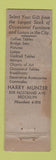 Matchbook Cover - Harry Munzer Furniture Brooklyn NY WORN