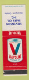 Matchbook Cover - Valvoline oil gas Stevenson Davenport IA Omaha NE