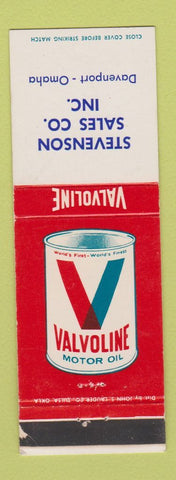 Matchbook Cover - Valvoline oil gas Stevenson Davenport IA Omaha NE