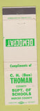 Matchbook Cover - CH Bus Thomas County Supt of Schools Mercer