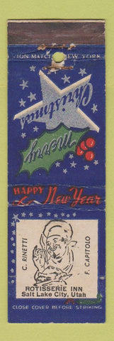 Matchbook Cover - Rotisserie Inn Salt Lake City UT Christmas