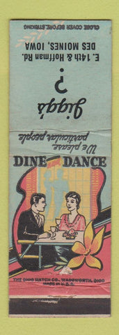 Matchbook Cover - Jigg's Des Moines IA