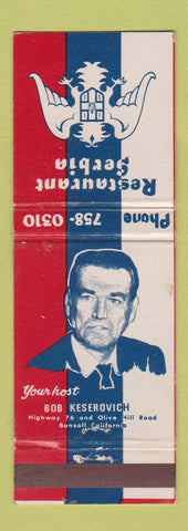 Matchbook Cover - Restaurant Serbia Bonsall CA