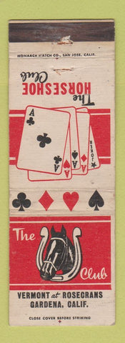 Matchbook Cover - Horseshoe Club Gardena CA poker cards