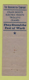 Matchbook Cover - Harrington Hoists Rochester NY