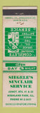 Matchbook Cover - Siegele's Sinclair oil gas Highland Park IL